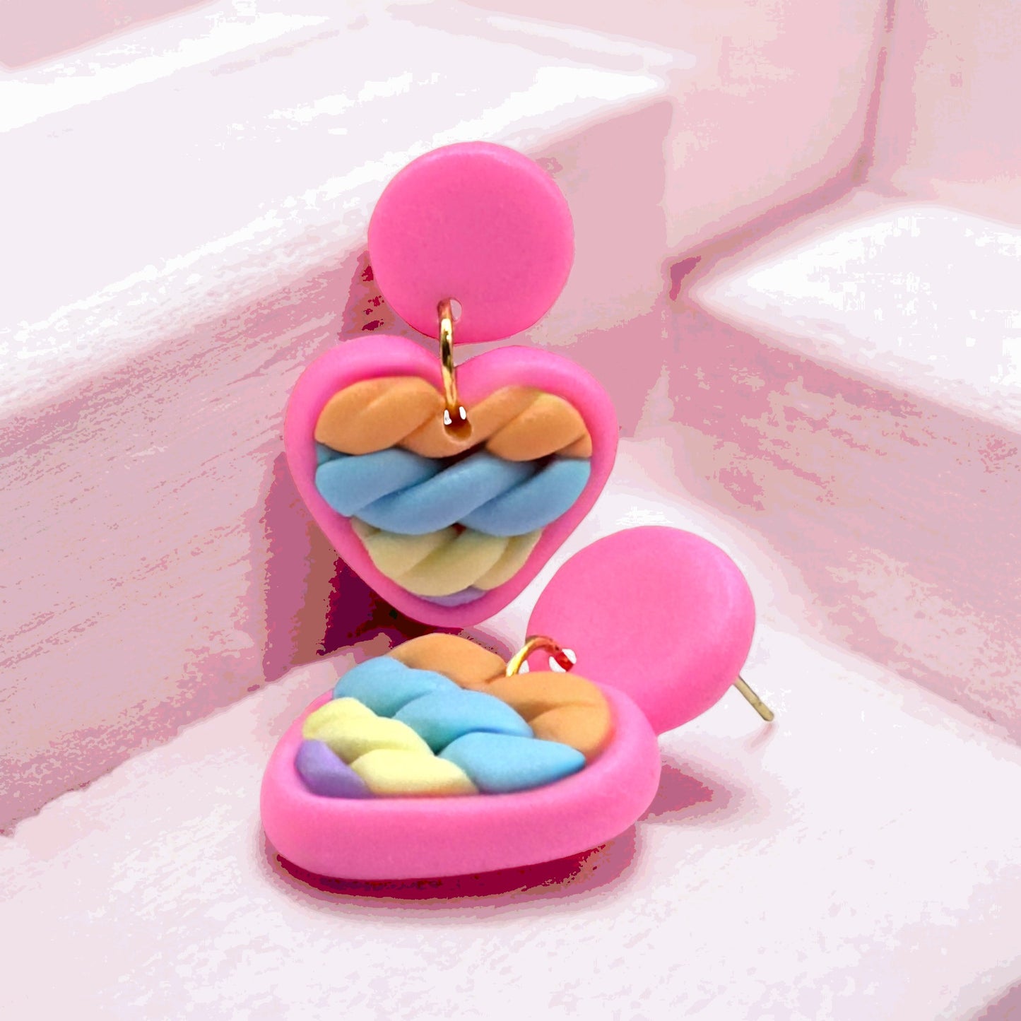 Made With Love Twisted Hearts Collection Cotton Candy Small Post Earrings