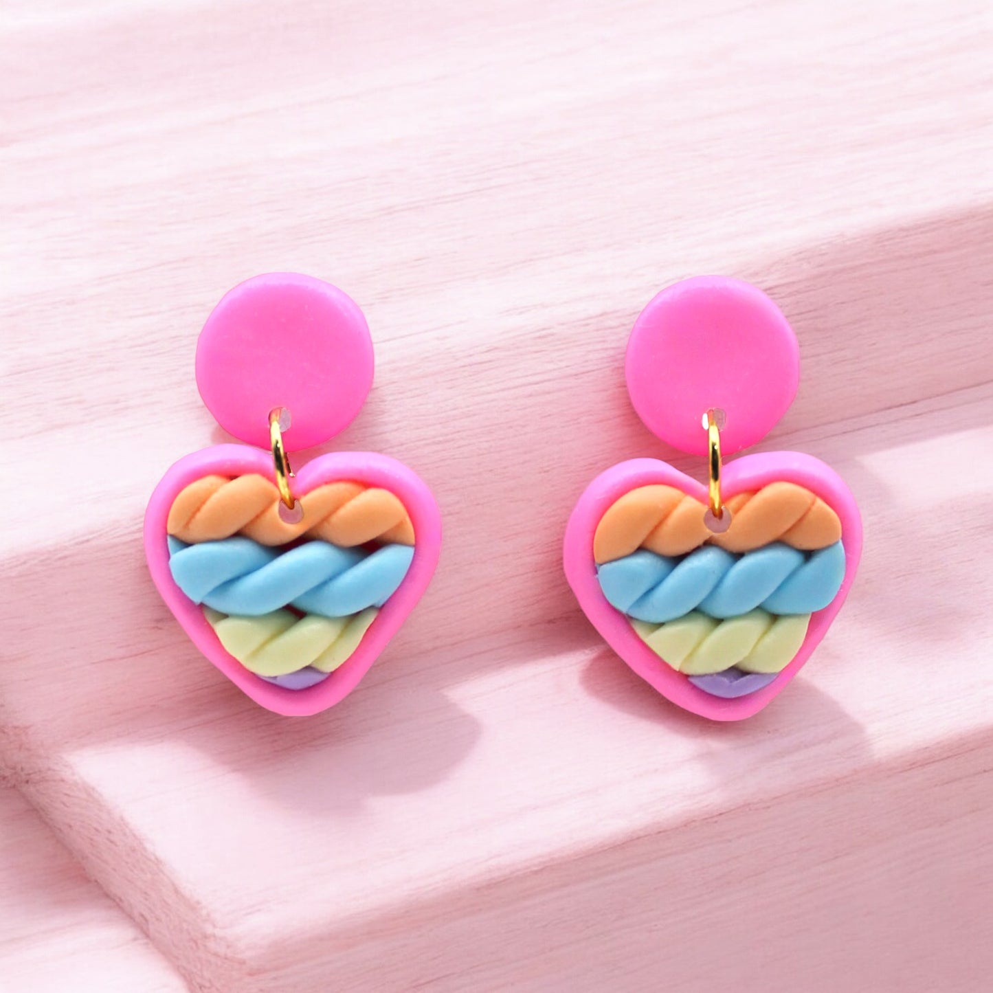 Made With Love Twisted Hearts Collection Cotton Candy Small Post Earrings
