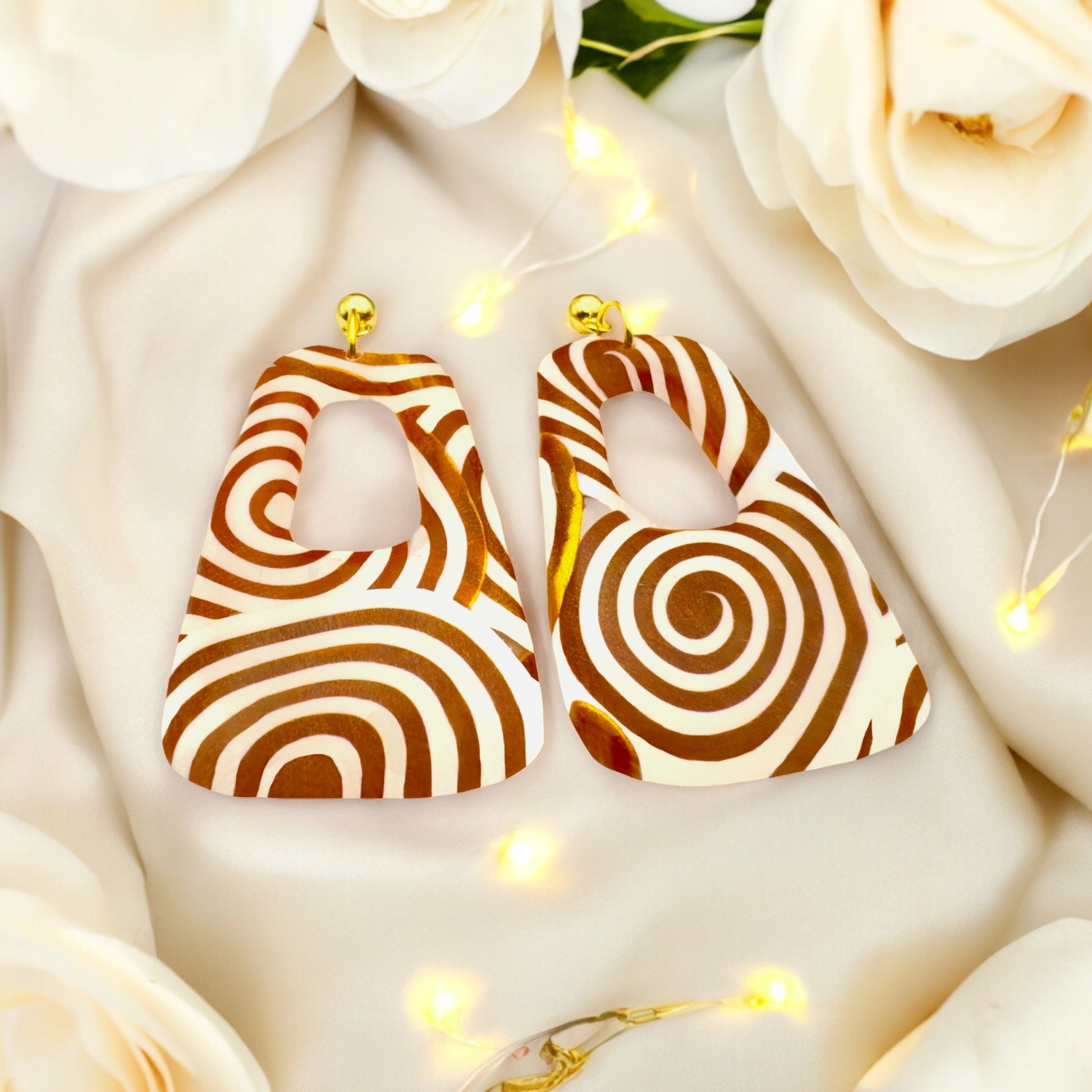 Made With Love Aurum Helix Collection Medium Freeform Open Oblong Ball Stud Earrings