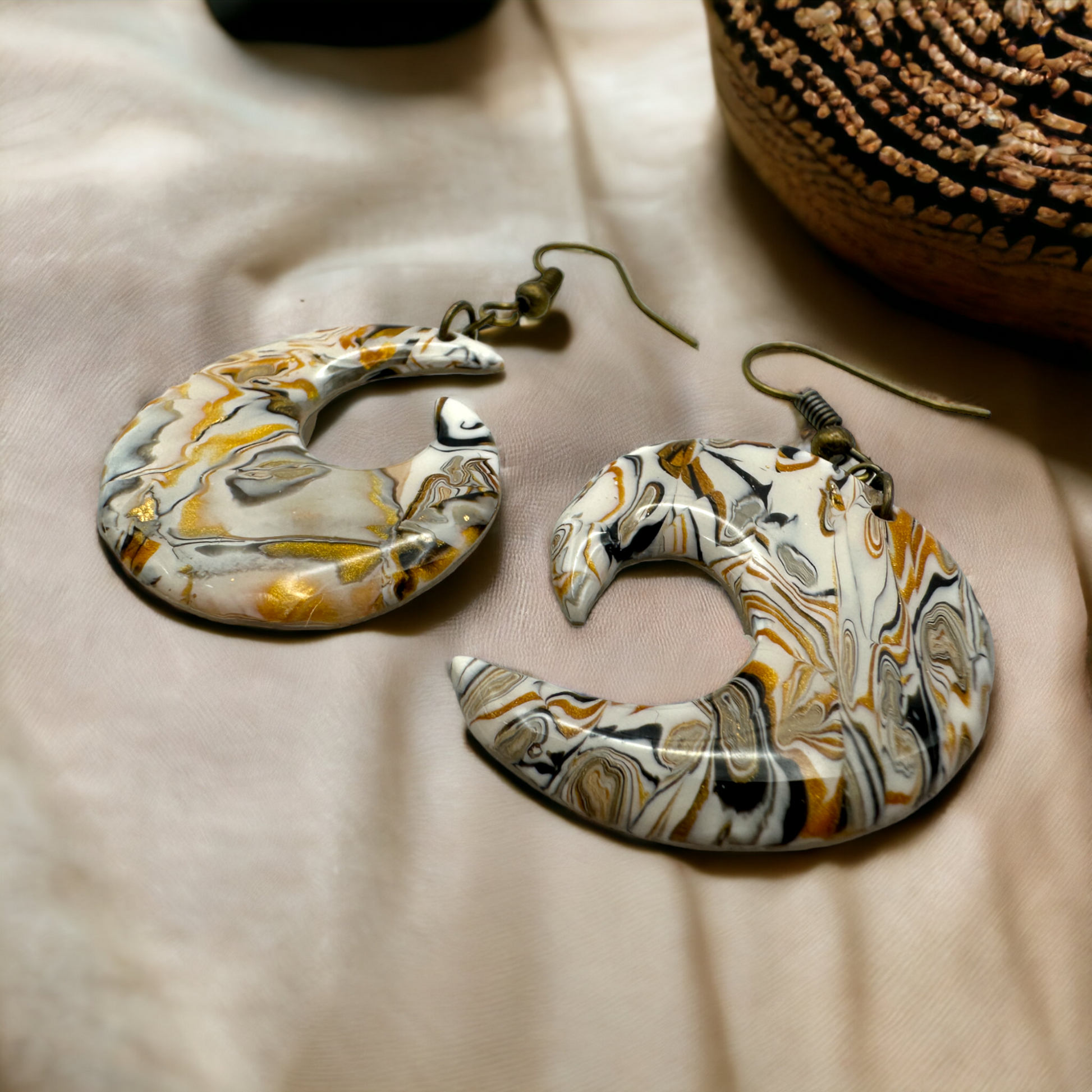 Made With Love Azura Collection Ying & Yang Medium Hook Earrings