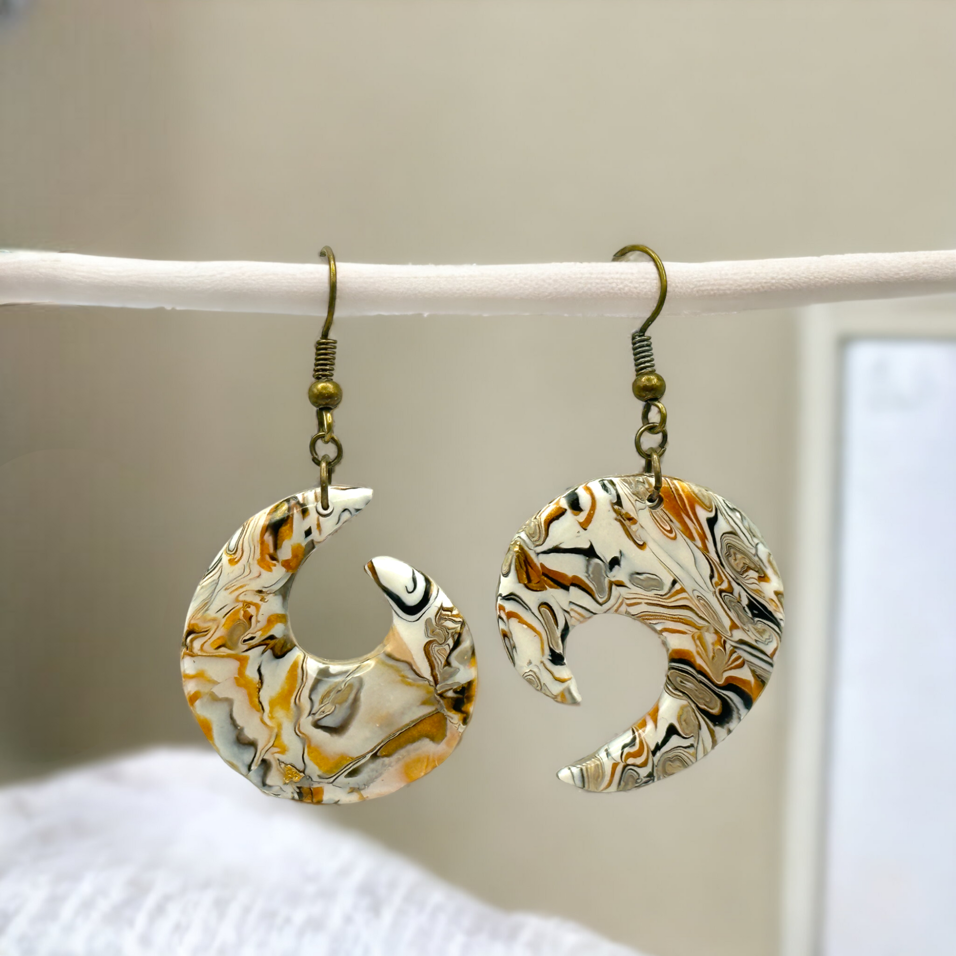 Made With Love Azura Collection Ying & Yang Medium Hook Earrings