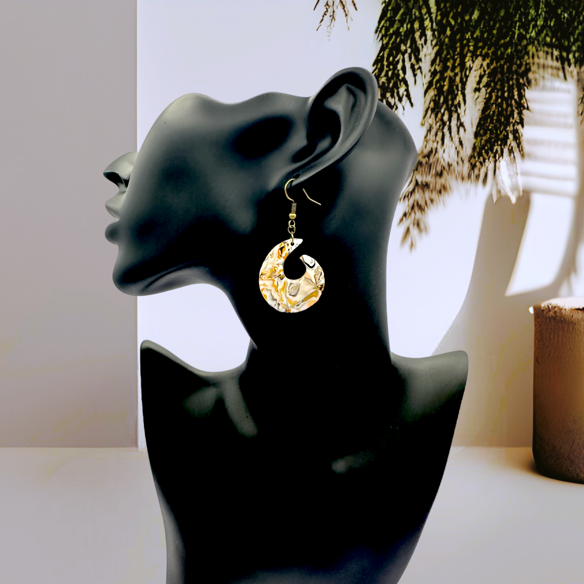Made With Love Azura Collection Ying & Yang Medium Hook Earrings