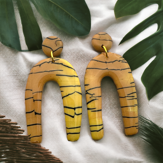 Made With Love Bijoux Tiger Collection Extra Large Long Arch Post Earrings