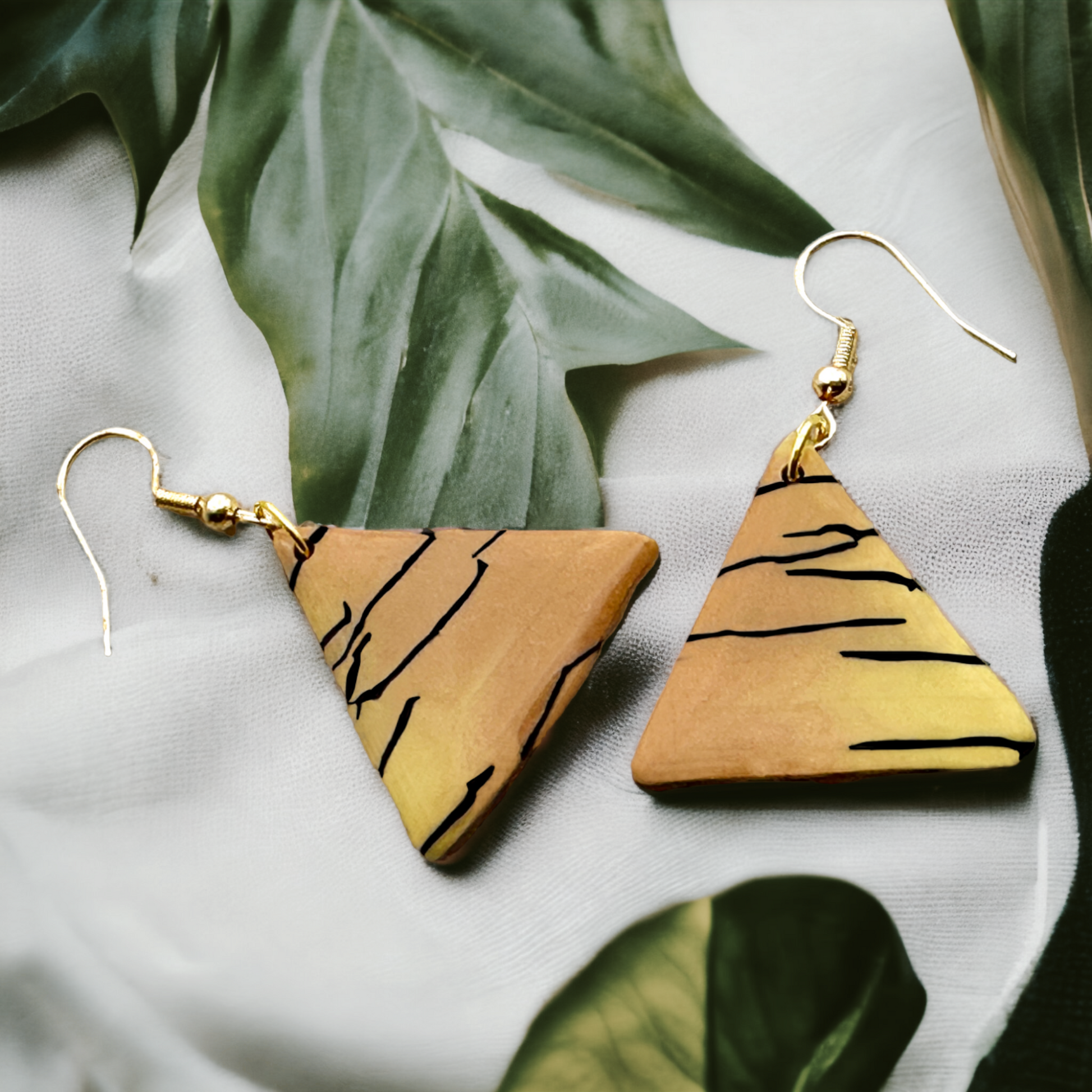 Made With Love Bijoux Tiger Collection Medium Triangle Hook Earrings