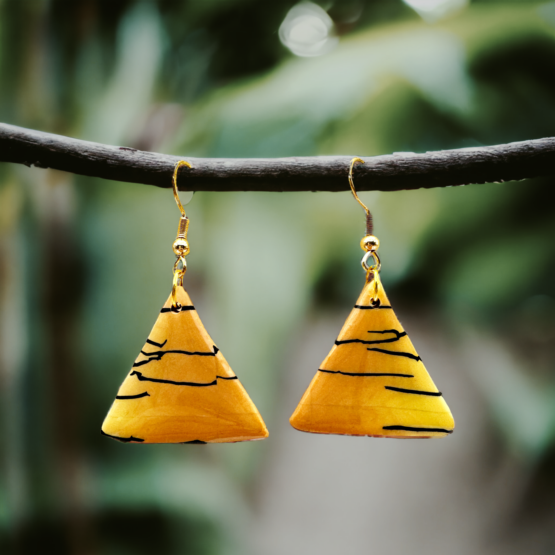 Made With Love Bijoux Tiger Collection Medium Triangle Hook Earrings