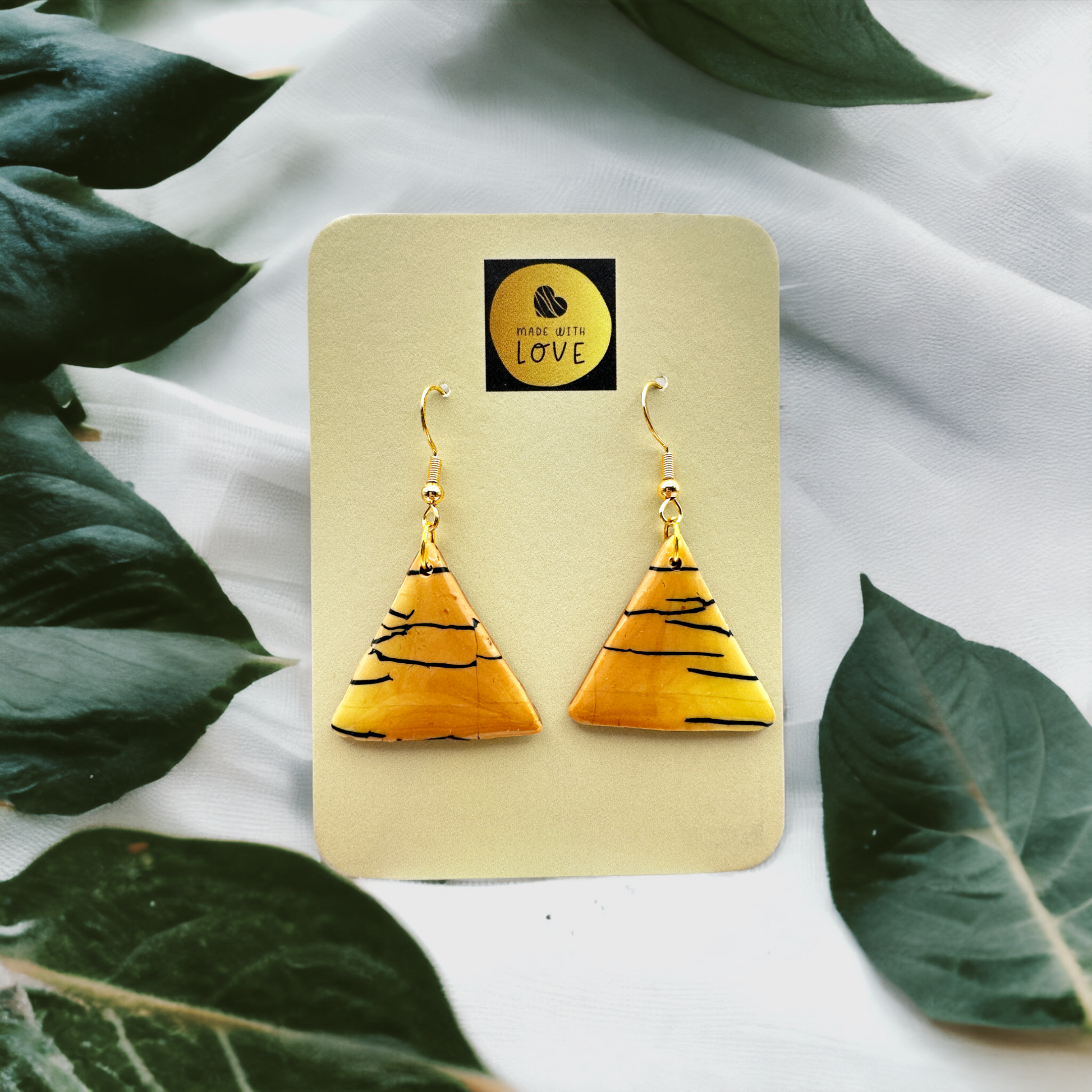 Made With Love Bijoux Tiger Collection Medium Triangle Hook Earrings