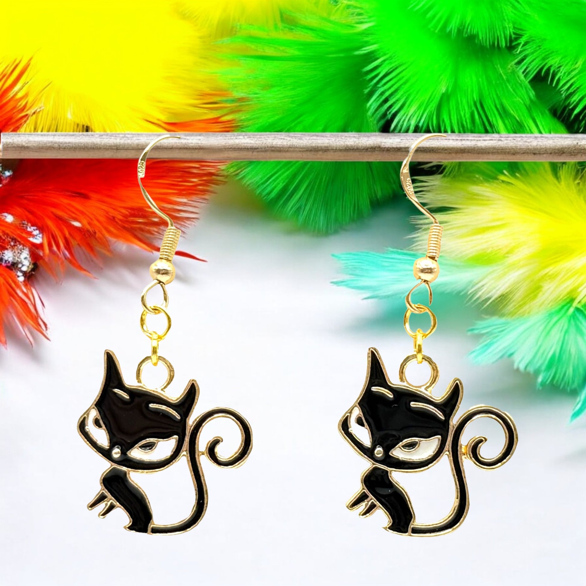 Made With Love Charmed Collection Large Black Cat Earrings