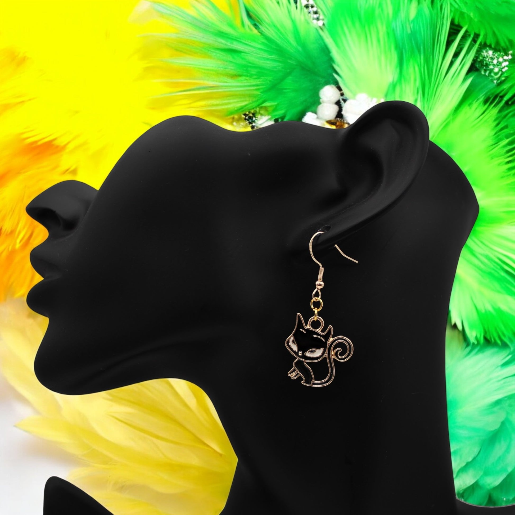 Made With Love Charmed Collection Large Black Cat Earrings