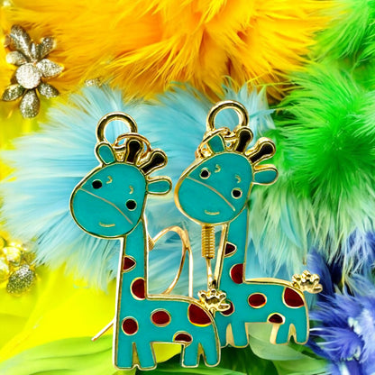 Made With Love Charmed Collection Large Blue Giraffe Hook Earrings