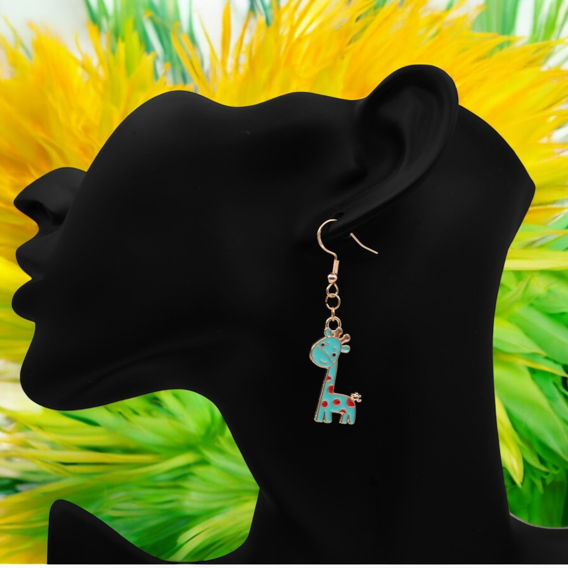 Made With Love Charmed Collection Large Blue Giraffe Hook Earrings
