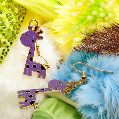 Made With Love Charmed Collection Large Purple Giraffe Hook Earrings
