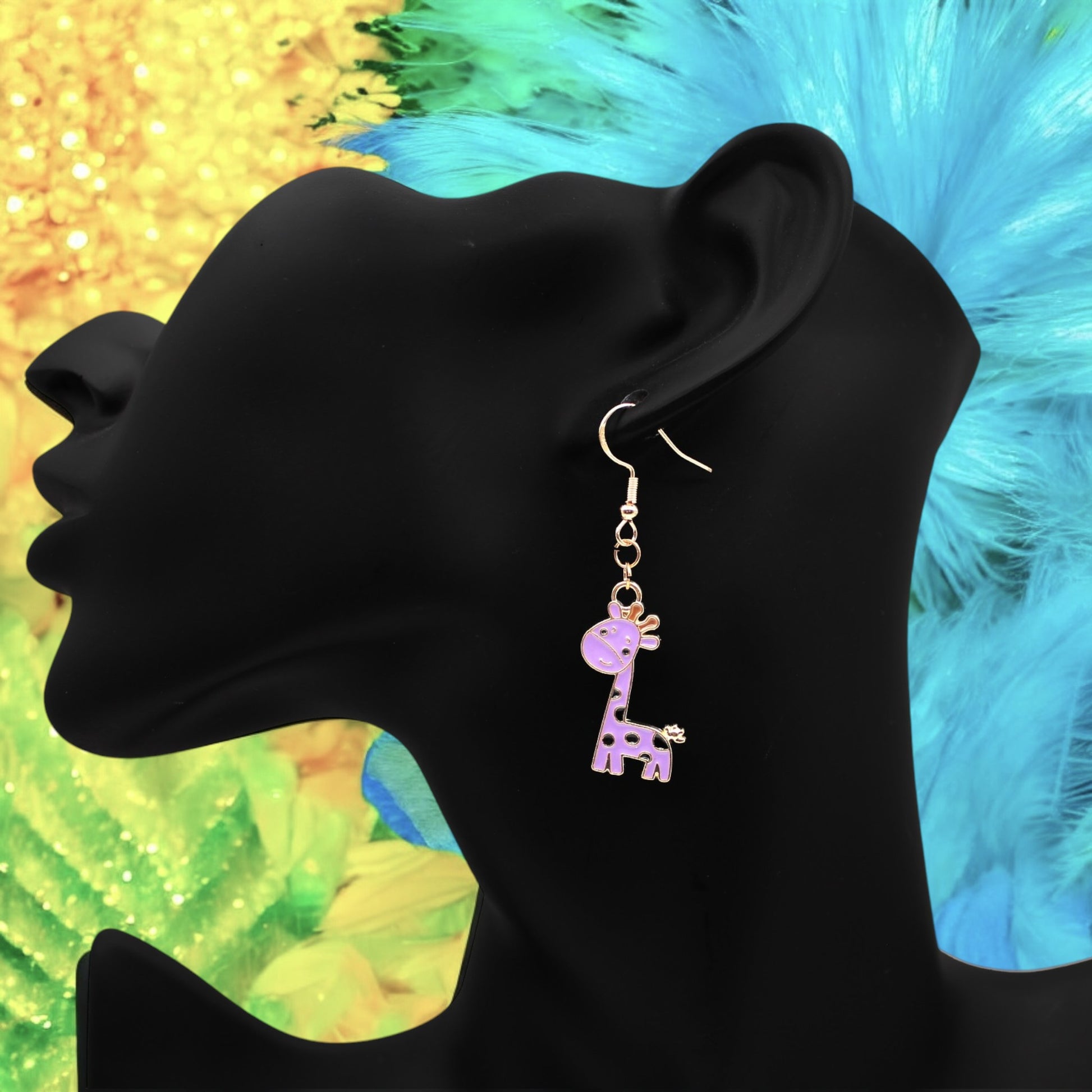Made With Love Charmed Collection Large Purple Giraffe Hook Earrings