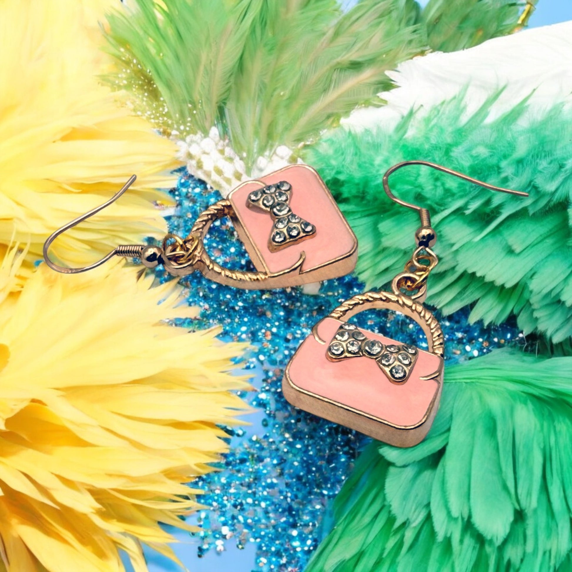 Made With Love Charmed Collection Large Pink Handbags Hook Earrings