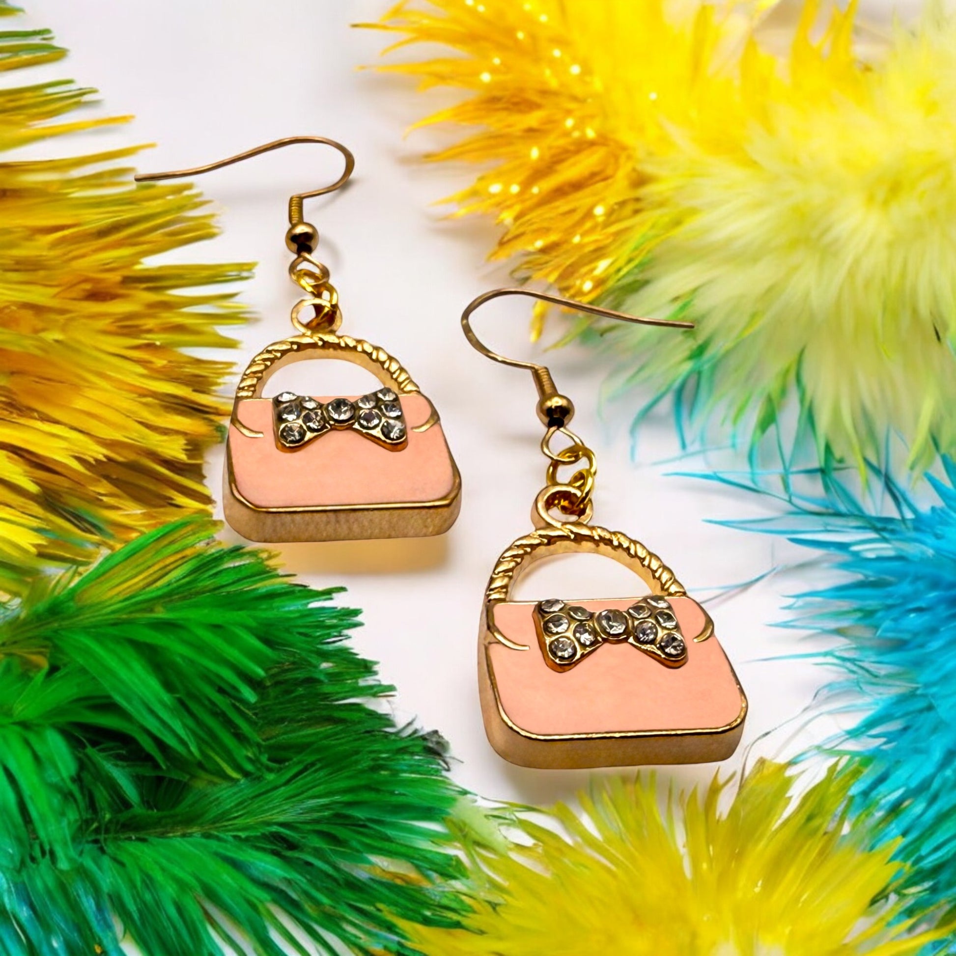 Made With Love Charmed Collection Large Pink Handbags Hook Earrings