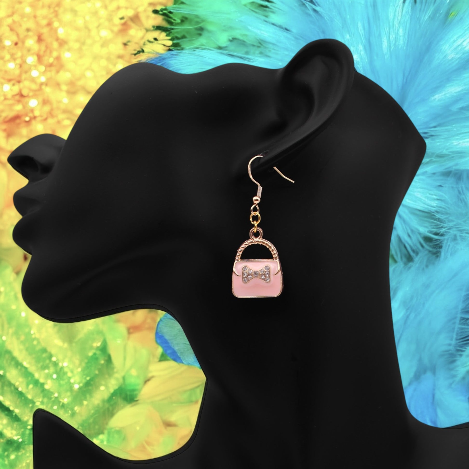 Made With Love Charmed Collection Large Pink Handbags Hook Earrings