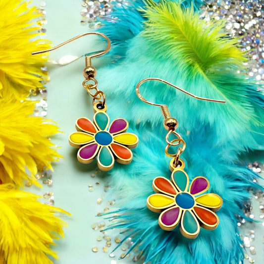 Made With Love Charmed Collection Medium Multi Coloured Flower Hook Earrings