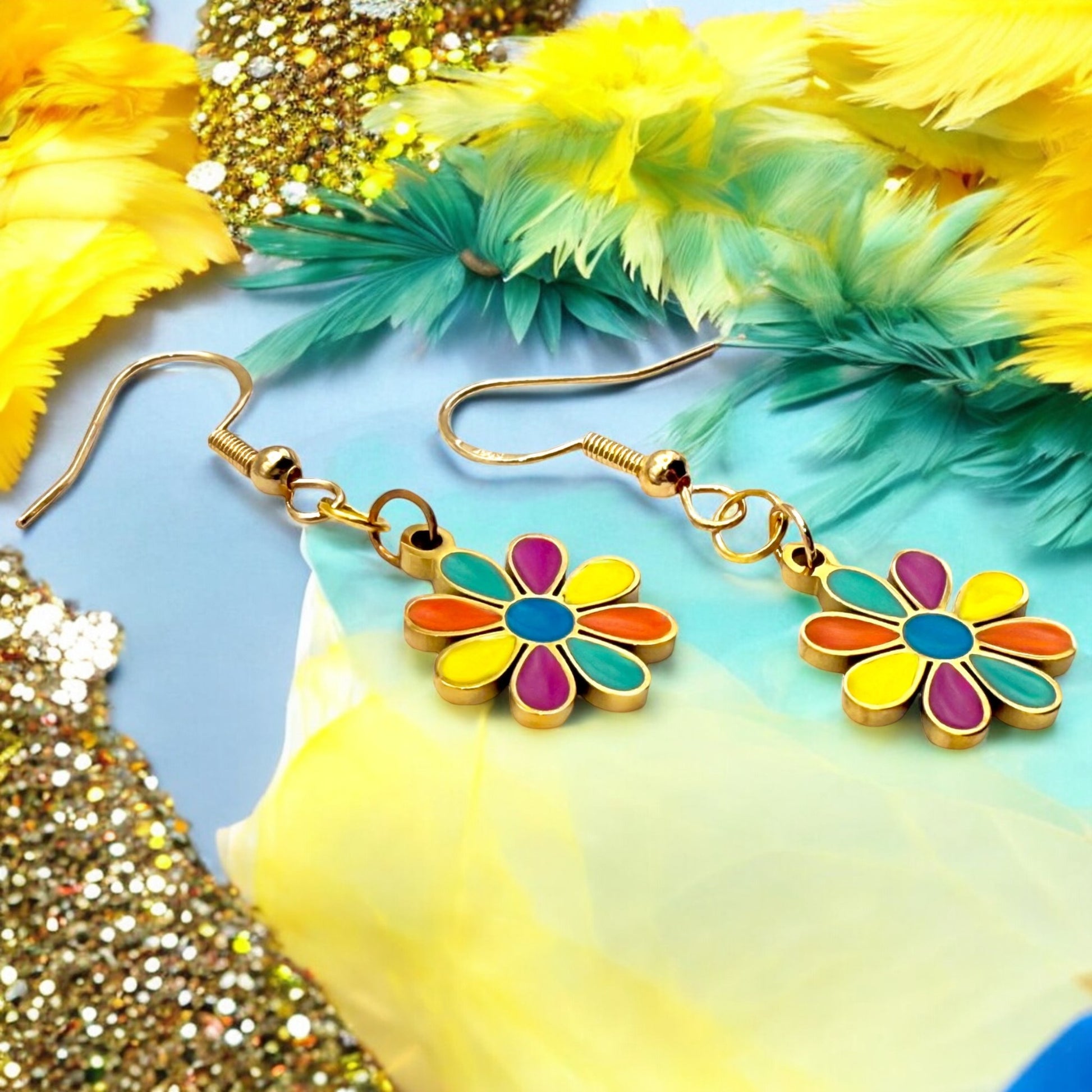 Made With Love Charmed Collection Medium Multi Coloured Flower Hook Earrings