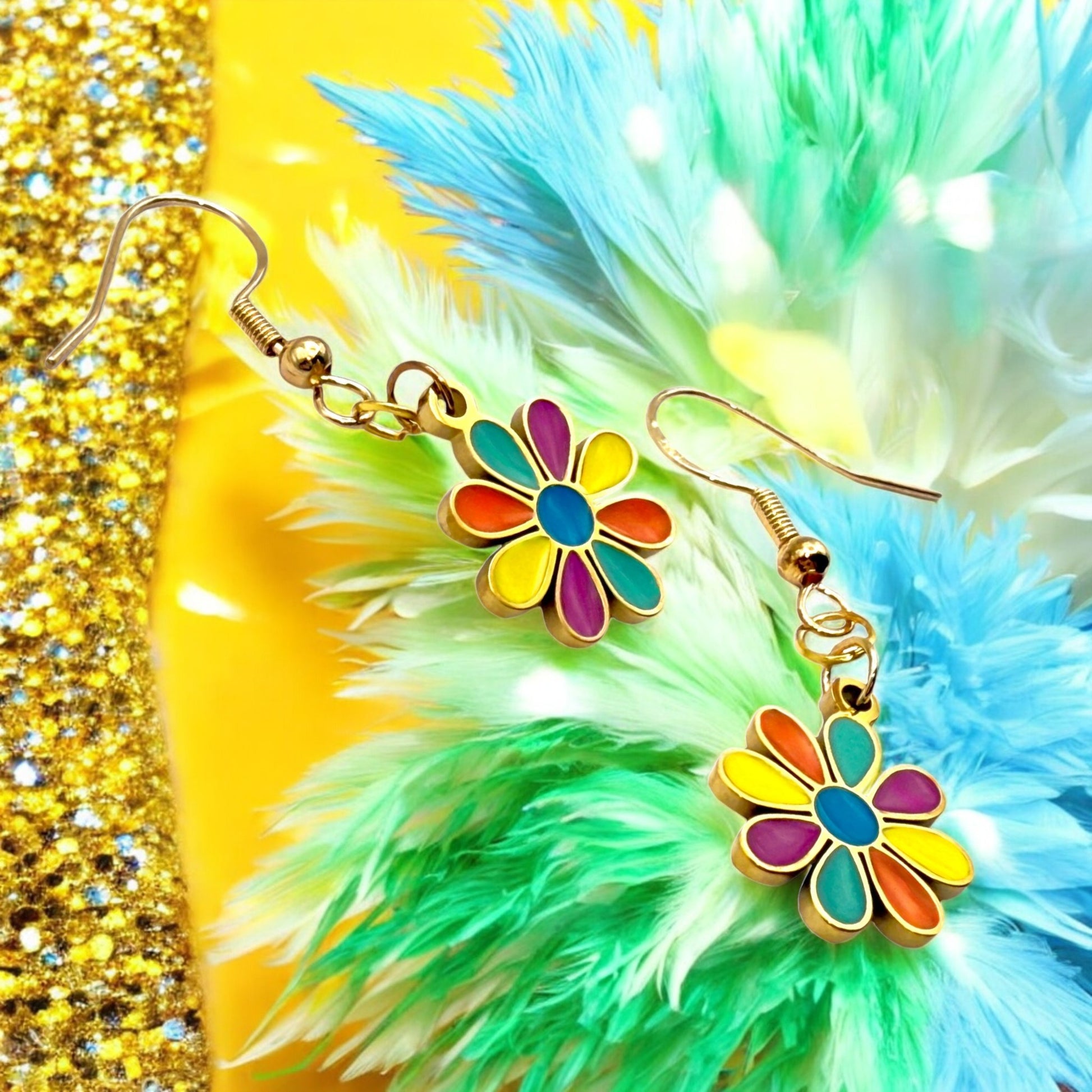 Made With Love Charmed Collection Medium Multi Coloured Flower Hook Earrings