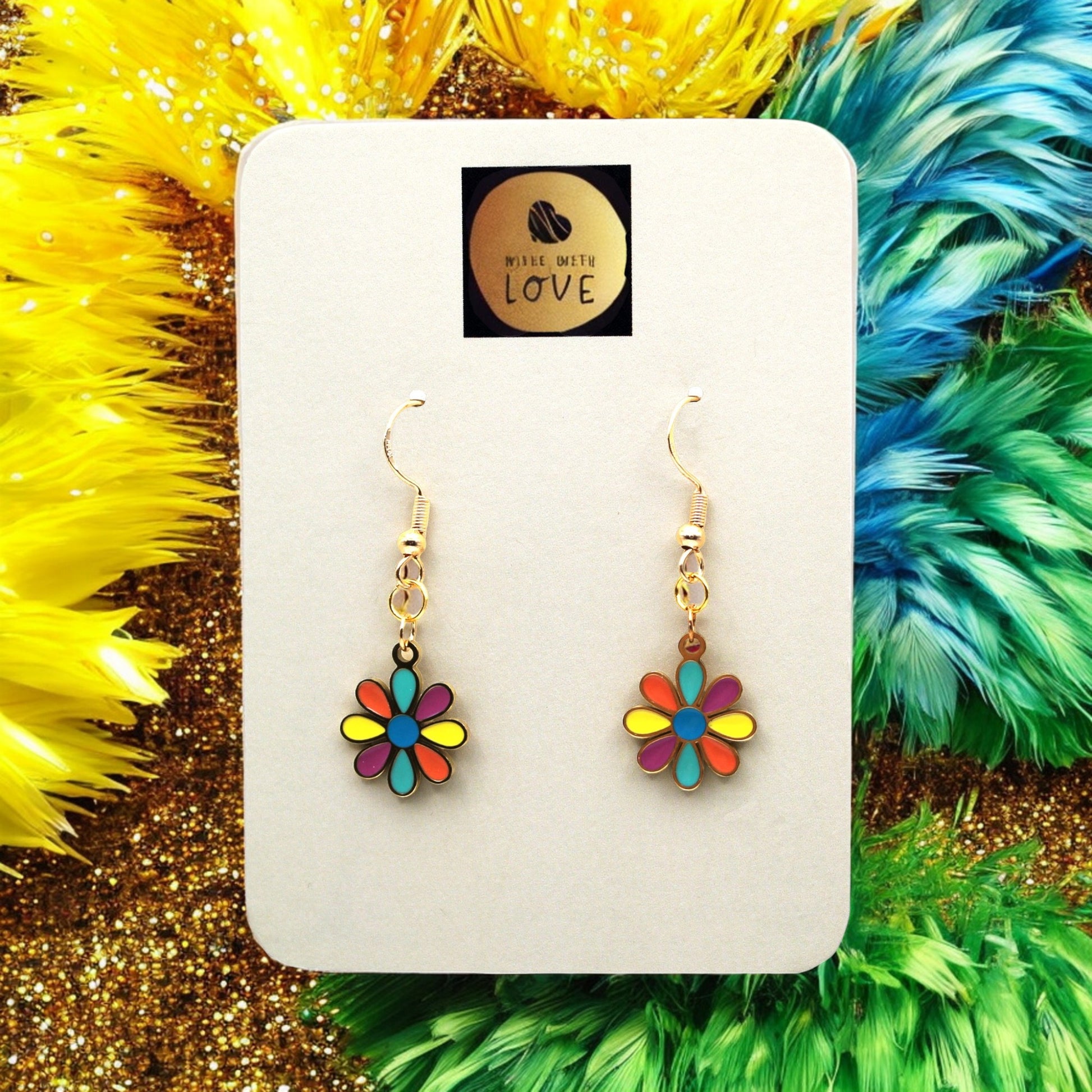 Made With Love Charmed Collection Medium Multi Coloured Flower Hook Earrings