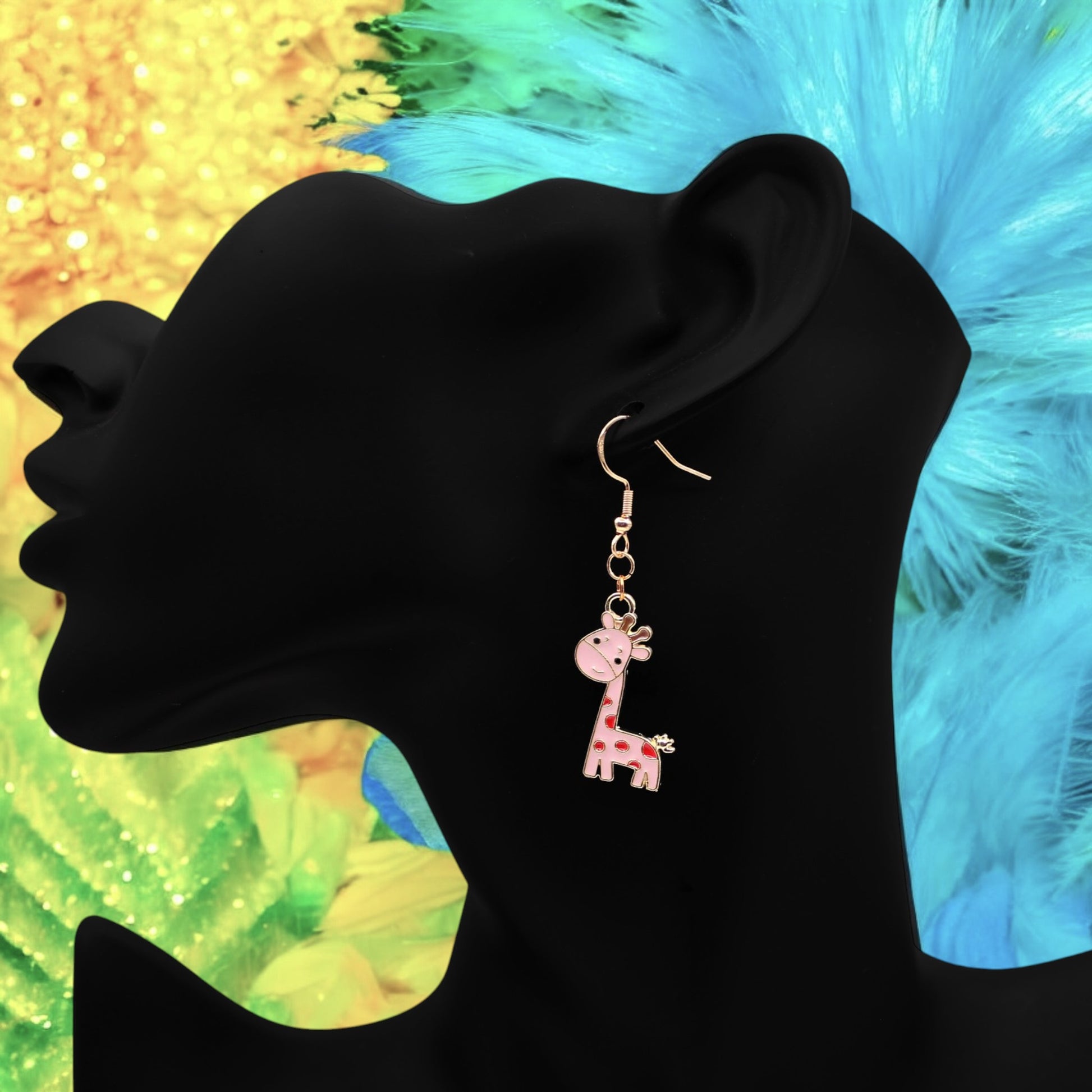 Made With Love Charmed Collection Large Pink Giraffe Hook Earrings