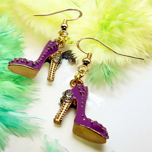 Made With Love Charmed Collection Large Purple Shoe Hook Earrings