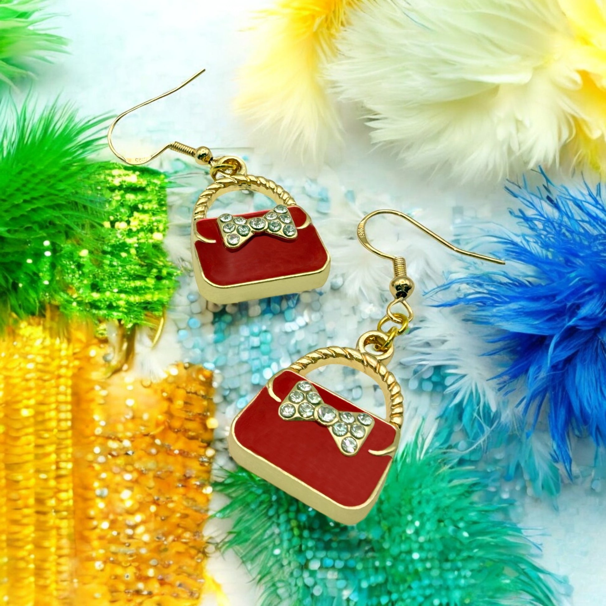 Made With Love Charmed Collection Large Red Handbag Hook Earrings