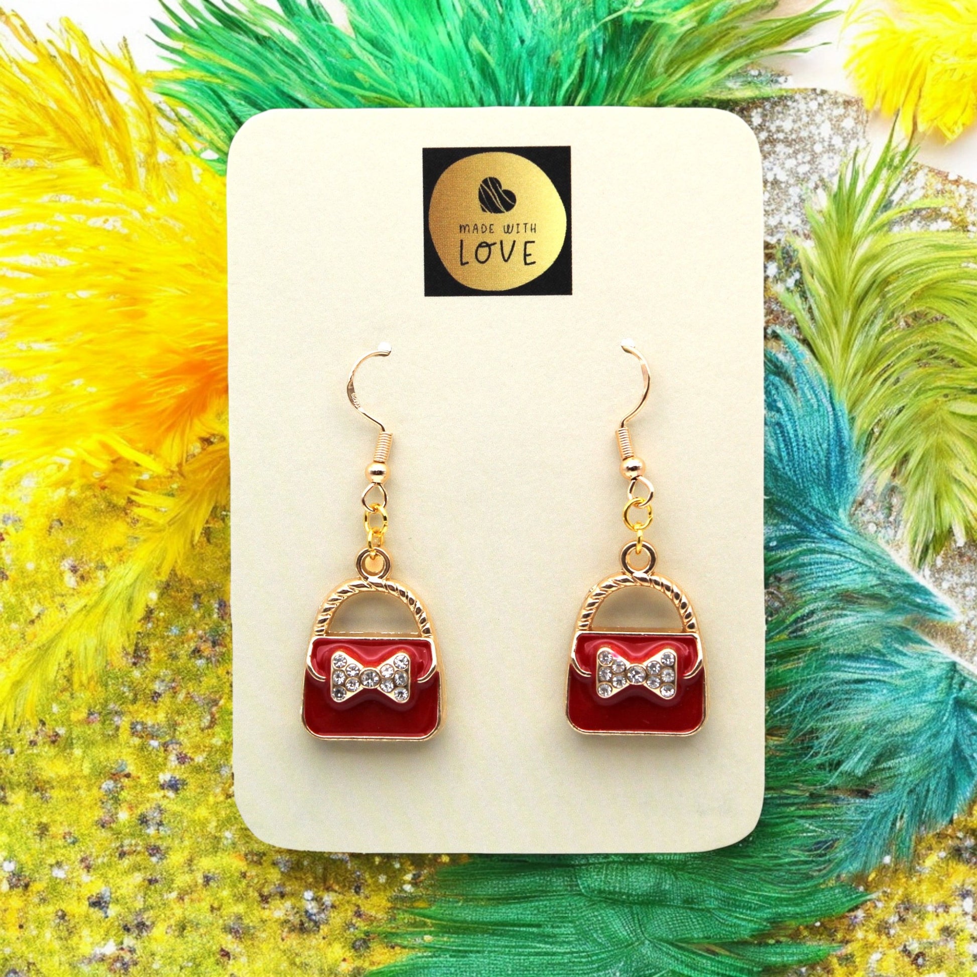 Made With Love Charmed Collection Large Red Handbag Hook Earrings