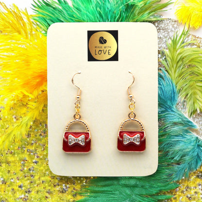 Made With Love Charmed Collection Large Red Handbag Hook Earrings
