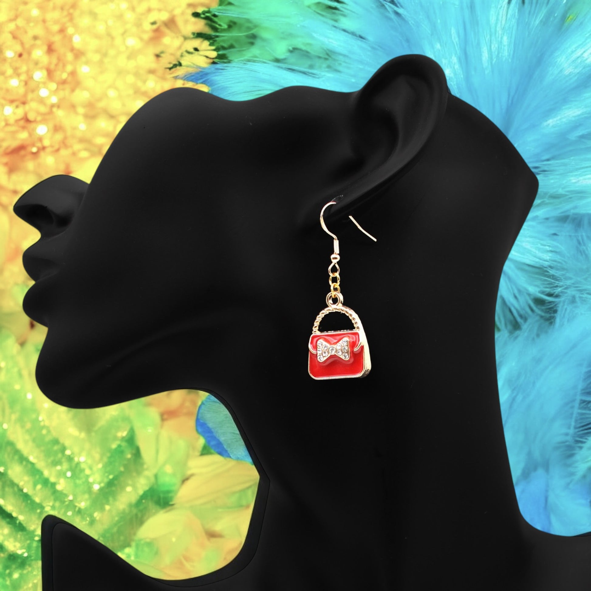 Made With Love Charmed Collection Large Red Handbag Hook Earrings