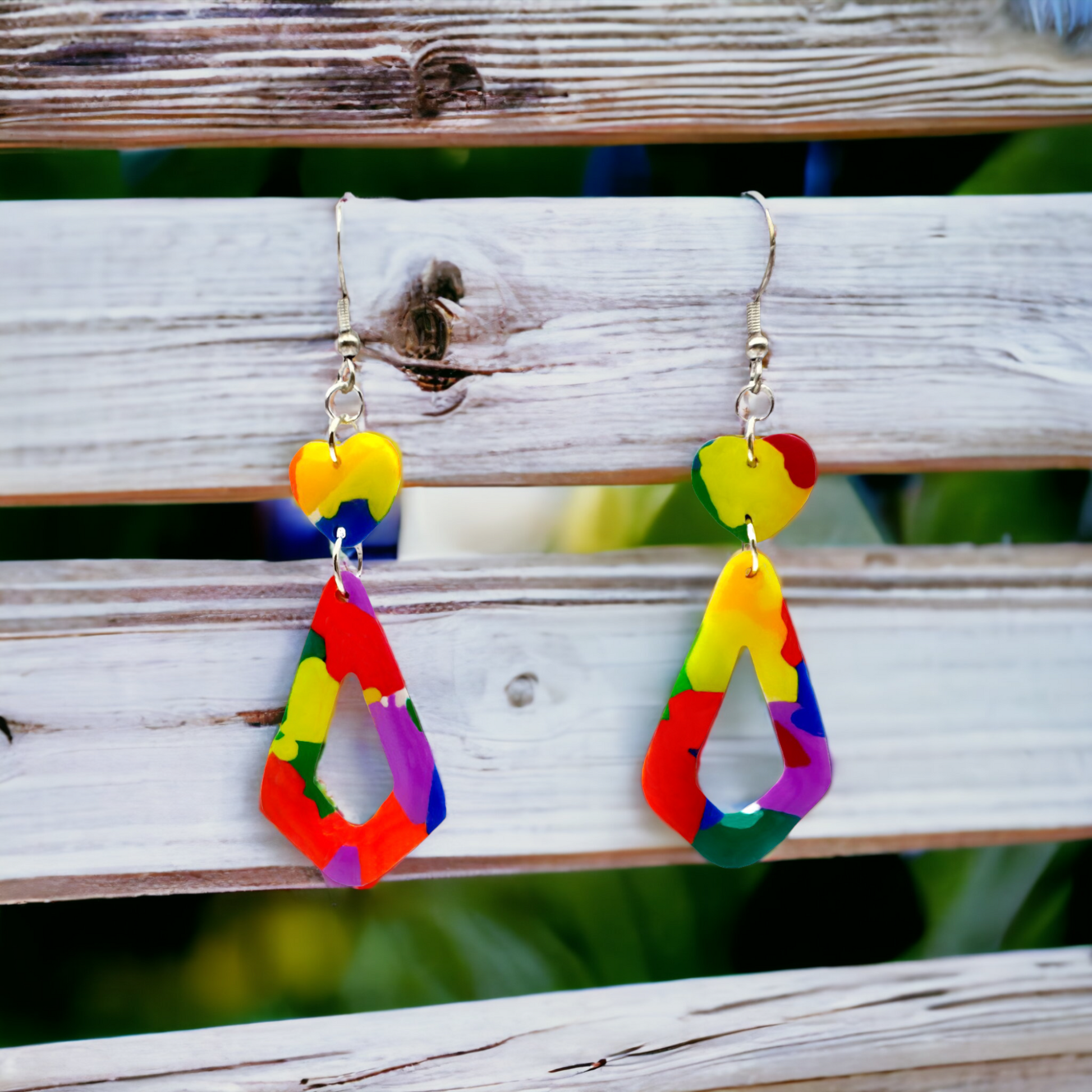 Made With Love Club Tropicana Collection Medium Open Teardrop Heart Topped Hook Earrings