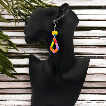 Made With Love Club Tropicana Collection Medium Open Teardrop Heart Topped Hook Earrings
