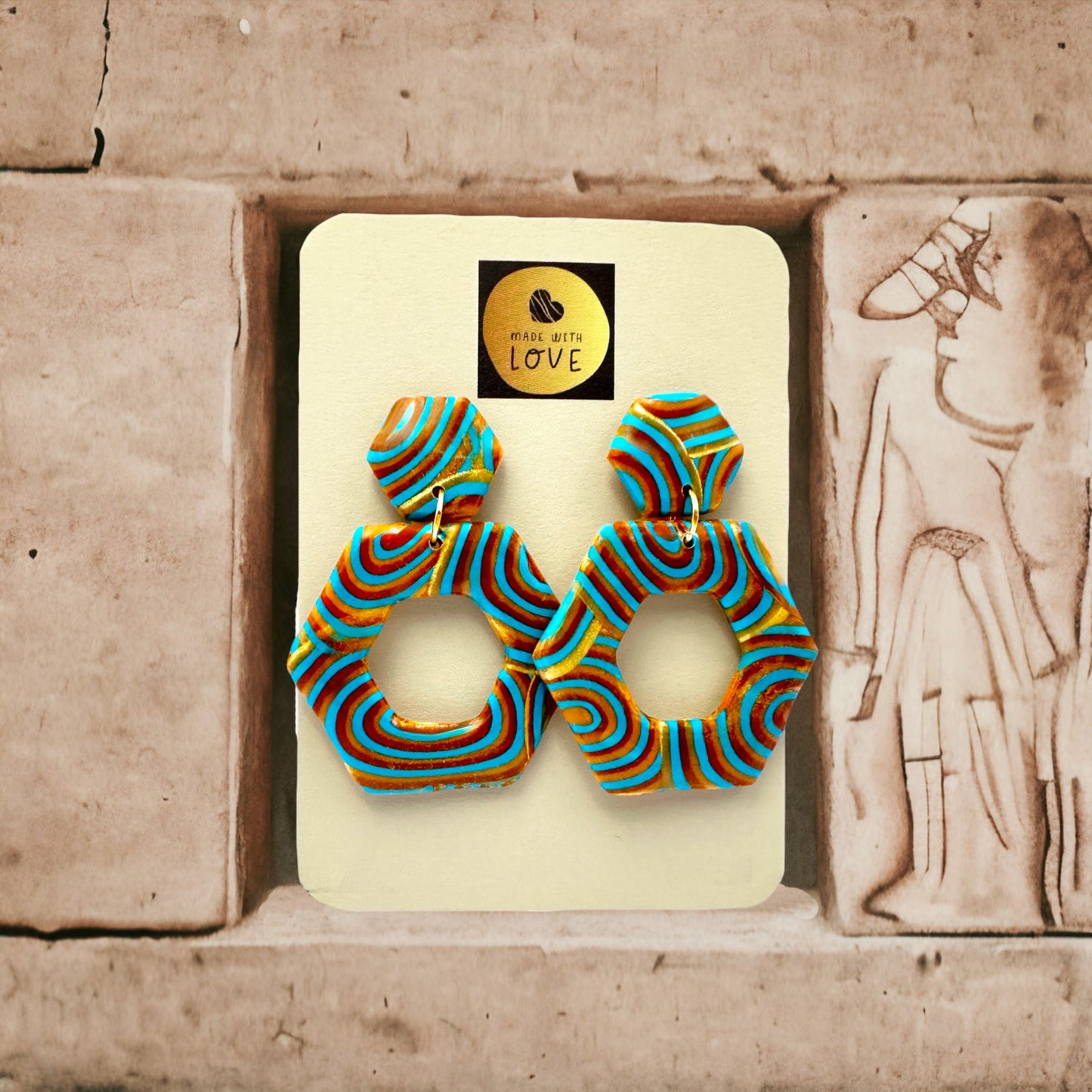Made With Love Osiris Collection Large Open Hexagon Post Earrings