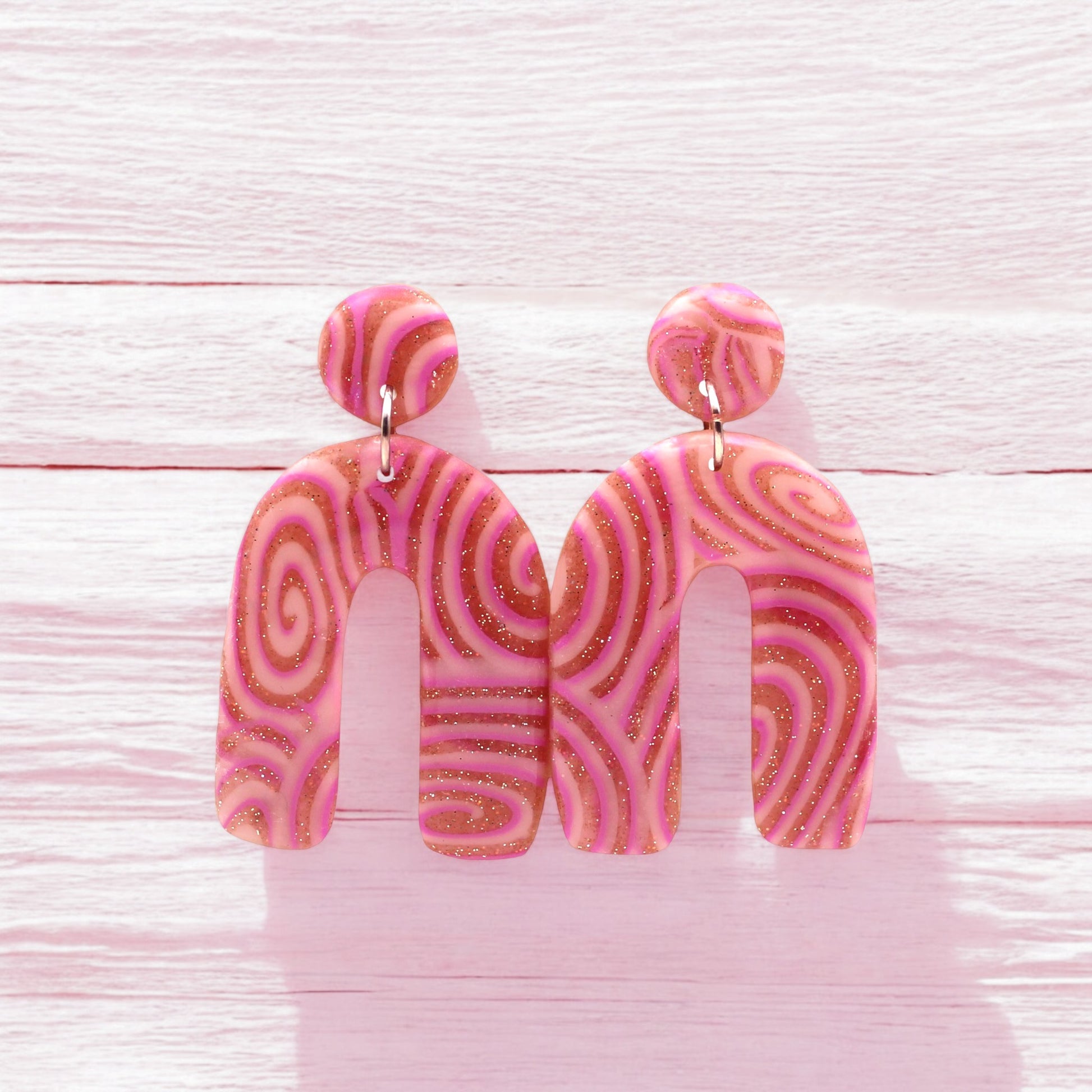 Made With Love Pink Fizz Collection Large Arch Post Earrings