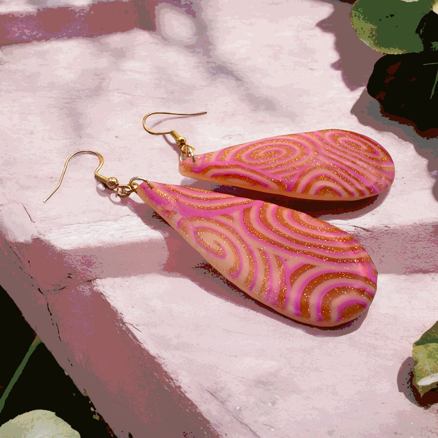 Made With Love Pink Fizz Collection Large Teardrop Hook Earrings