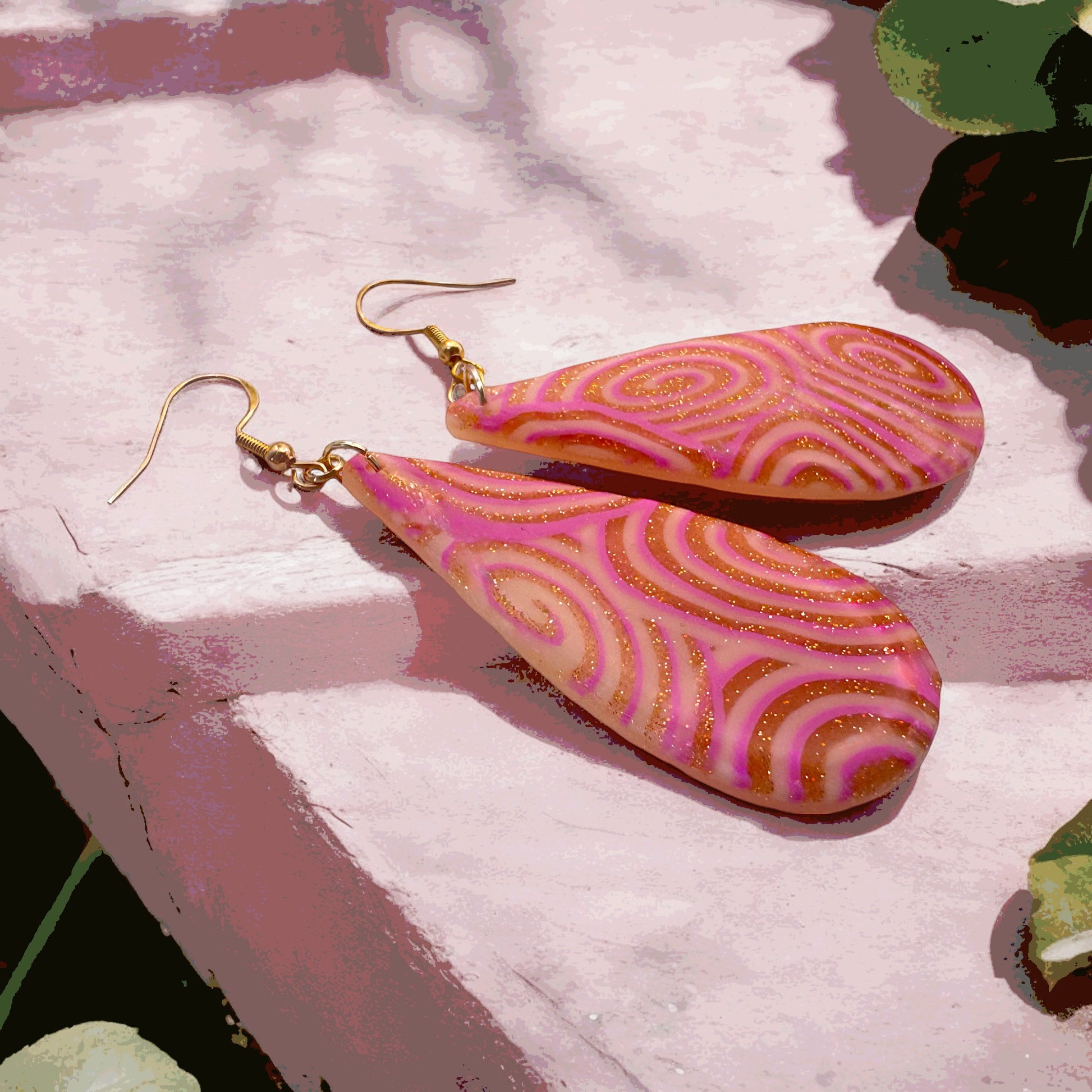Made With Love Pink Fizz Collection Large Teardrop Hook Earrings