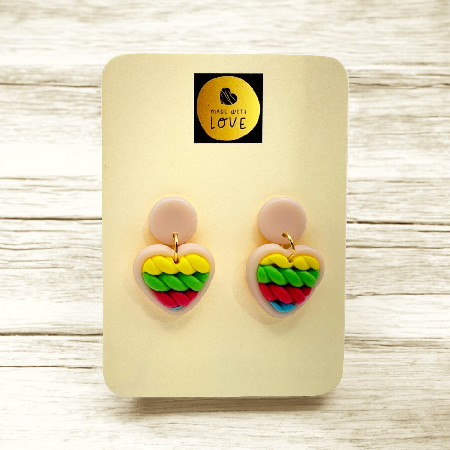 Made With Love Twisted Hearts Collection Bubblegum Burst Small Post Earrings