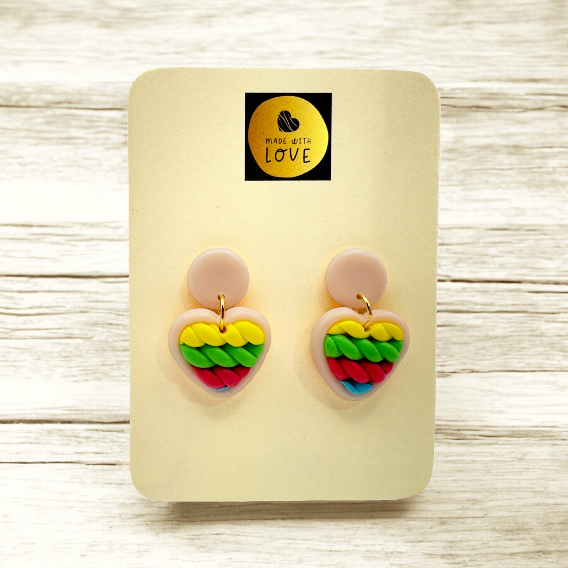 Made With Love Twisted Hearts Collection Bubblegum Burst Small Post Earrings