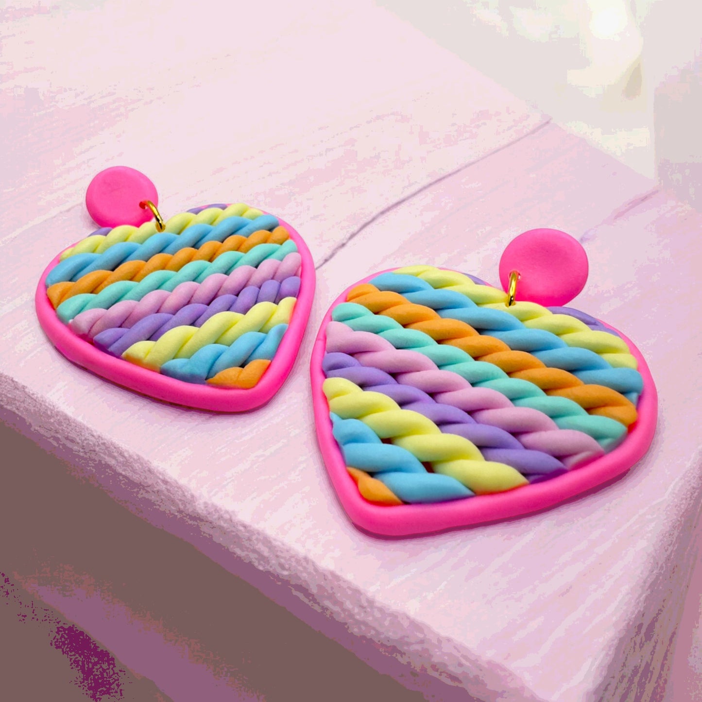 Made With Love Twisted Hearts Collection Cotton Candy Large Post Earrings