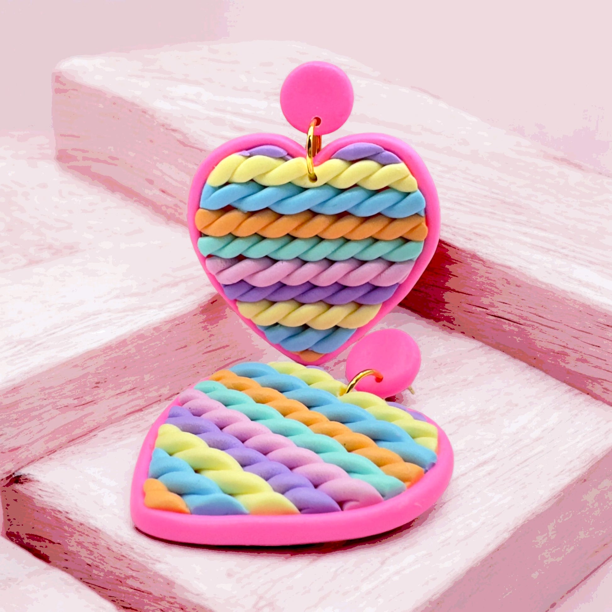 Made With Love Twisted Hearts Collection Cotton Candy Large Post Earrings