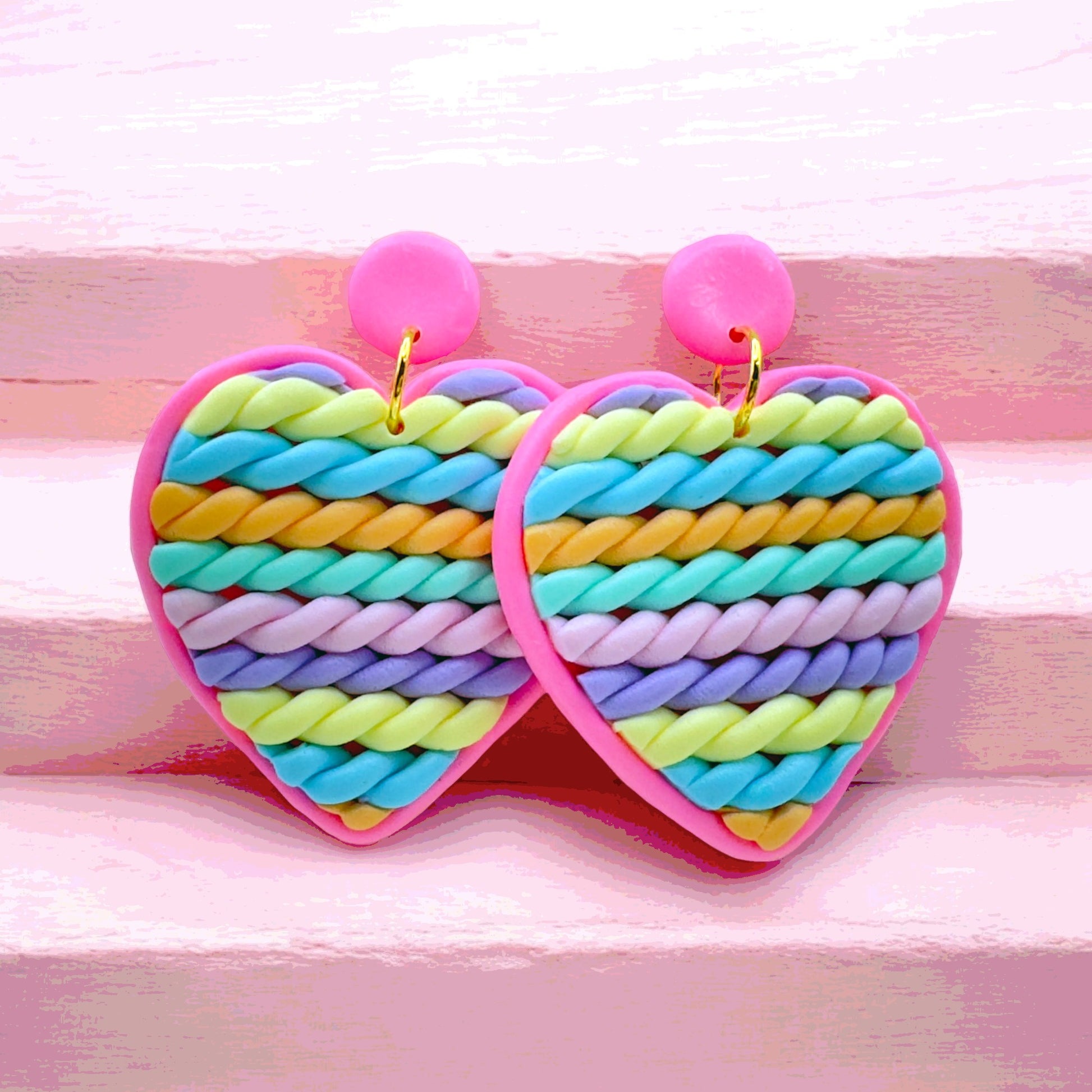 Made With Love Twisted Hearts Collection Cotton Candy Large Post Earrings