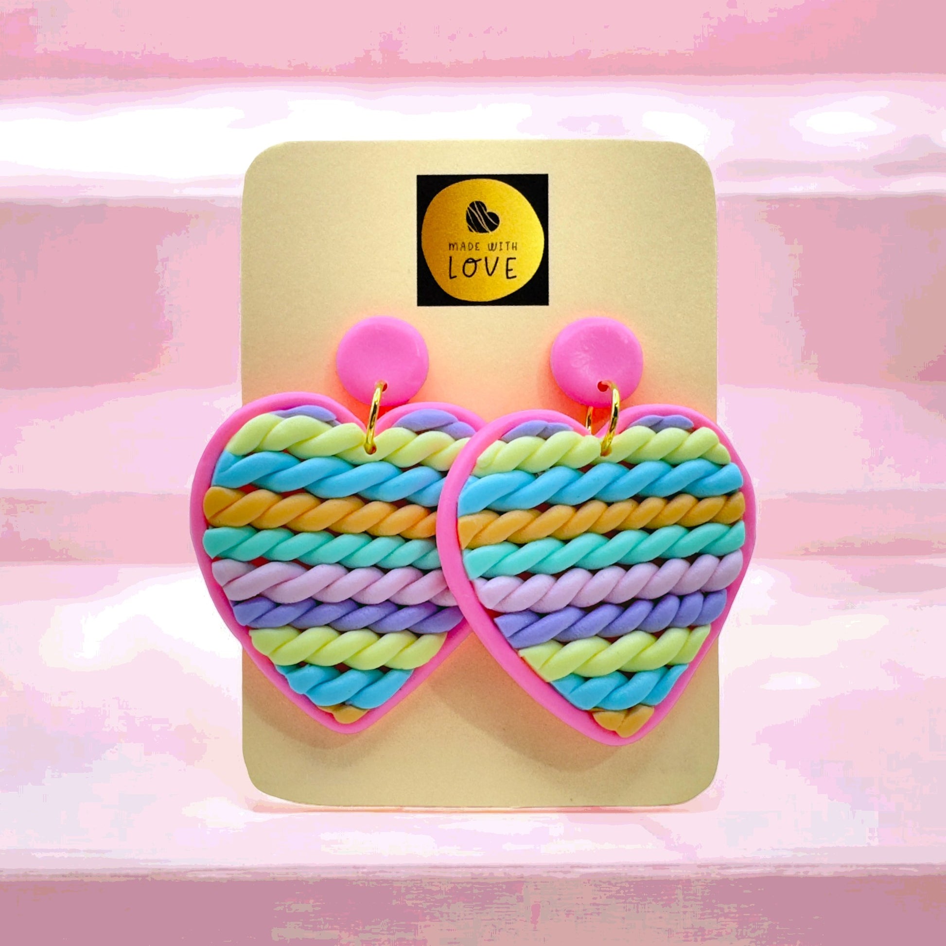 Made With Love Twisted Hearts Collection Cotton Candy Large Post Earrings