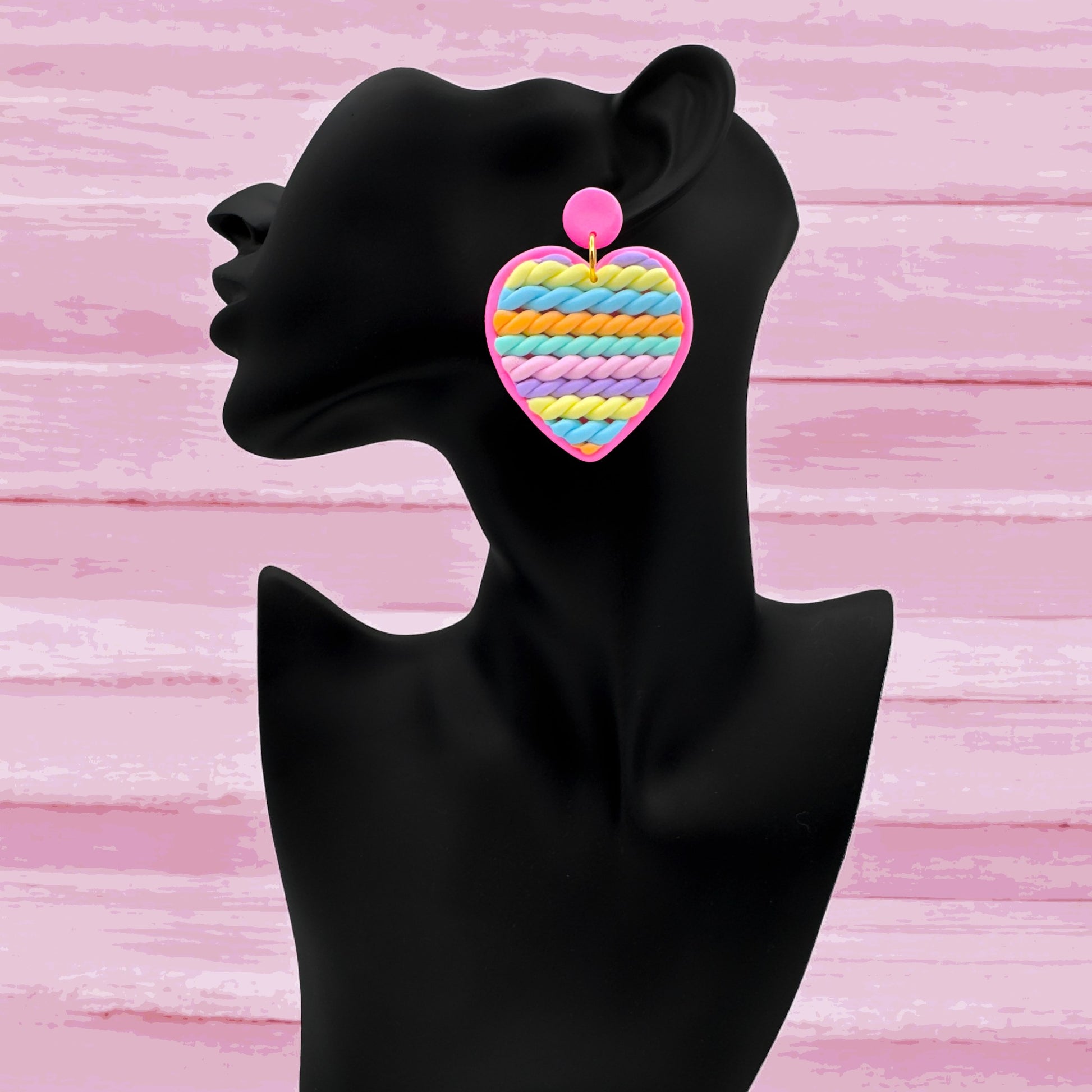Made With Love Twisted Hearts Collection Cotton Candy Large Post Earrings