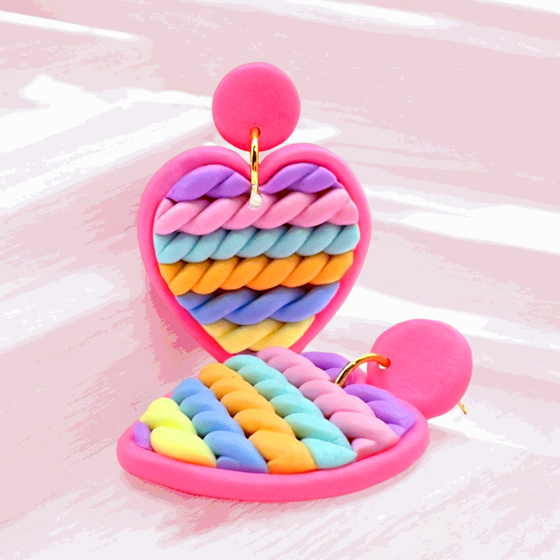 Made With Love Twisted Hearts Collection Cotton Candy Medium Post Earrings
