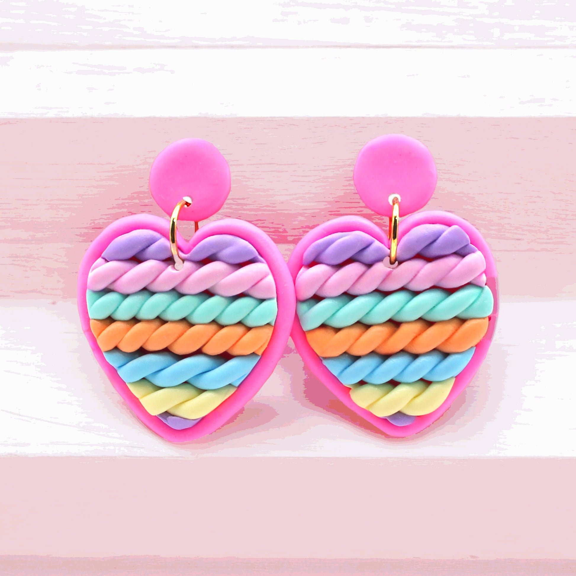 Made With Love Twisted Hearts Collection Cotton Candy Medium Post Earrings