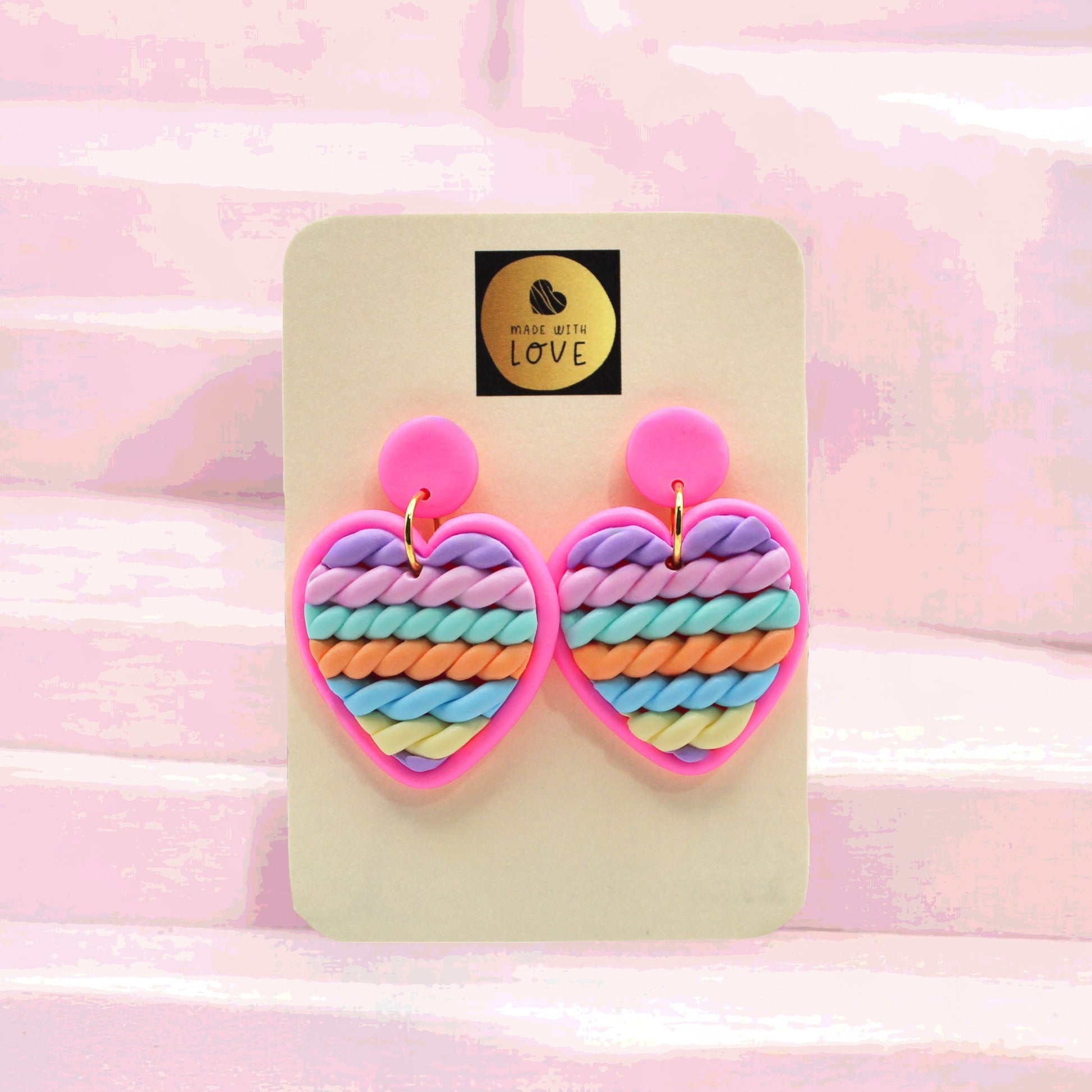 Made With Love Twisted Hearts Collection Cotton Candy Medium Post Earrings