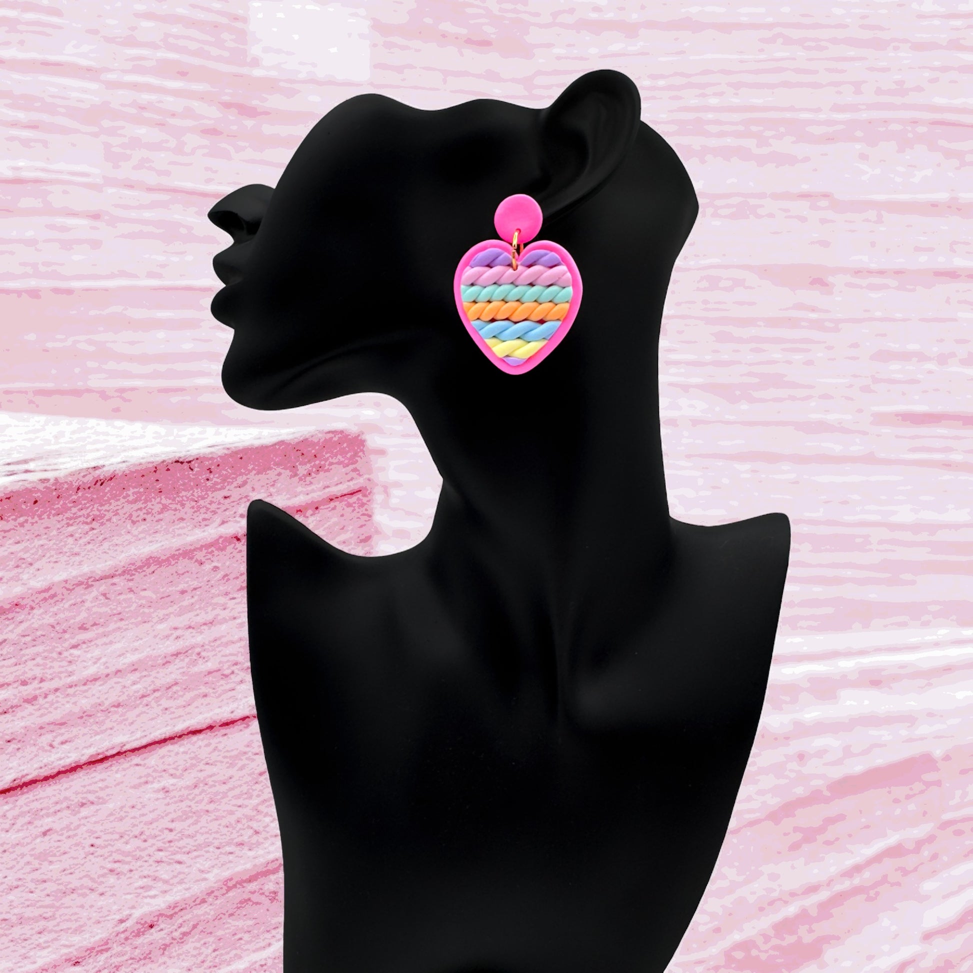 Made With Love Twisted Hearts Collection Cotton Candy Medium Post Earrings