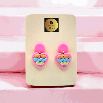 Made With Love Twisted Hearts Collection Cotton Candy Small Post Earrings